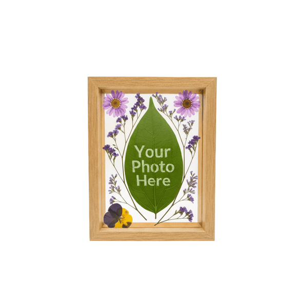Custom Photo Leaf Art: Personalized Engraved Frame with Dried Flowers - Memo Prints