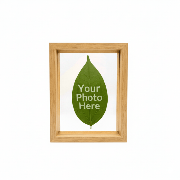 Custom Photo Leaf Art: Personalized Engraved Gift in Classic Wooden Frame - Memo Prints
